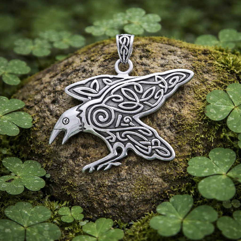 Celtic Mythical Raven Pendant in Sterling Silver – Heritage Jewelry | Lily's Pad Studio