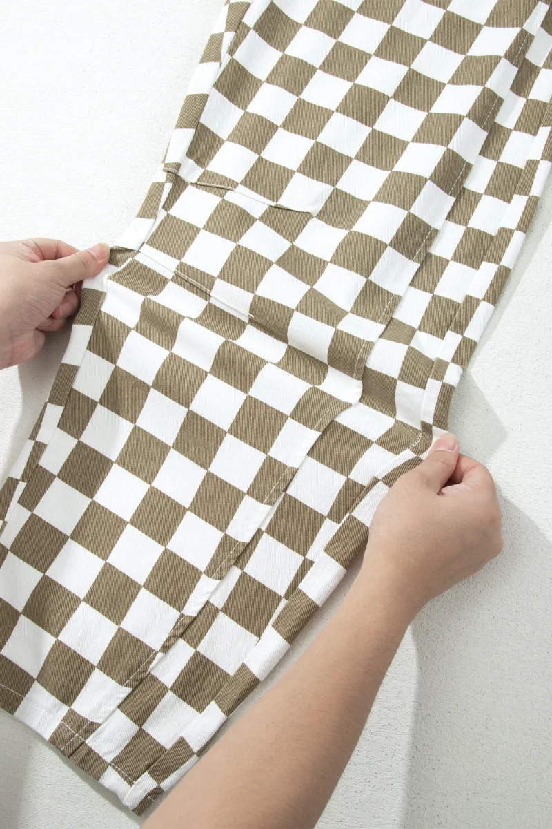 Checkered Print Denim Barrel Pants - Image 10 | Lily's Pad Studio
