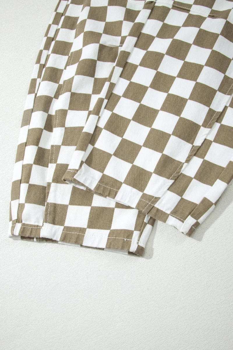 Checkered Print Denim Barrel Pants - Image 11 | Lily's Pad Studio