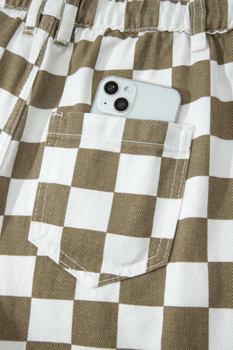 Checkered Print Denim Barrel Pants - Image 12 | Lily's Pad Studio