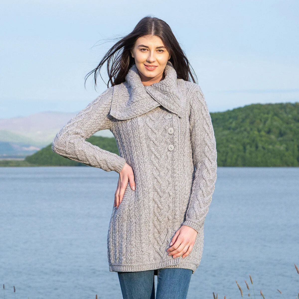 Classic Irish Merino Wool Cable Knit Coat – Made in Ireland - Image 15 | Lily's Pad Studio