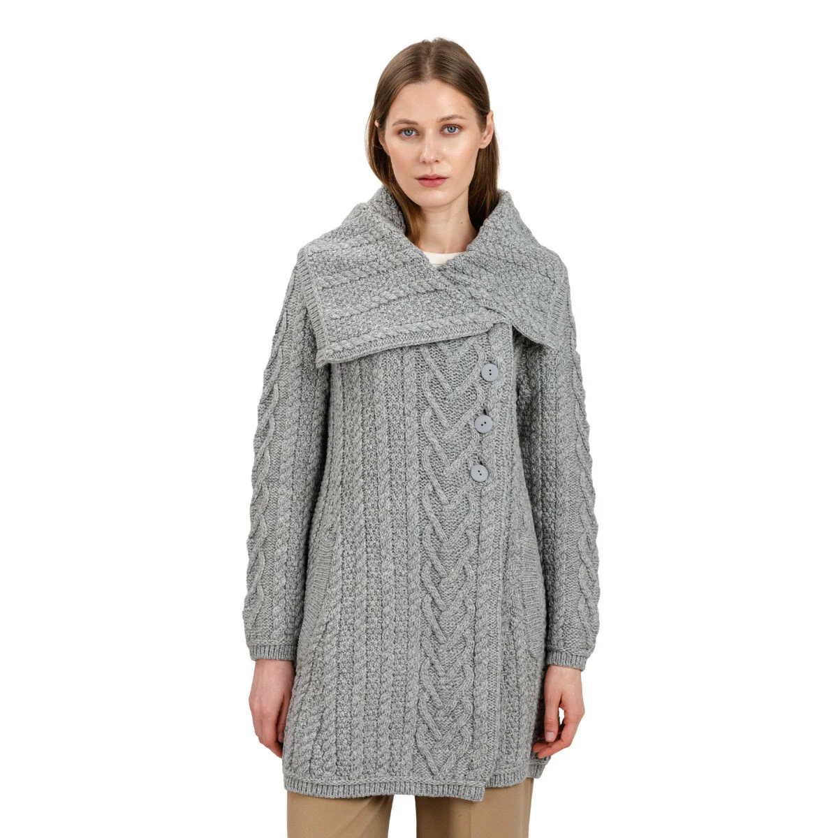 Classic Irish Merino Wool Cable Knit Coat – Made in Ireland - Image 17 | Lily's Pad Studio