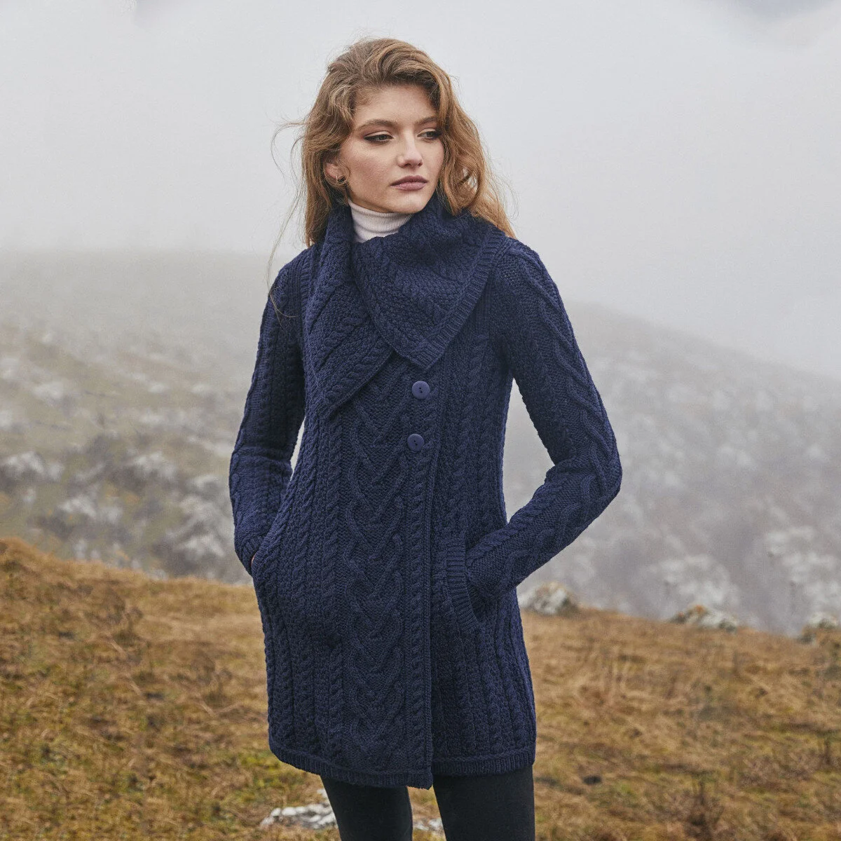 Classic Irish Merino Wool Cable Knit Coat – Made in Ireland - Image 20 | Lily's Pad Studio
