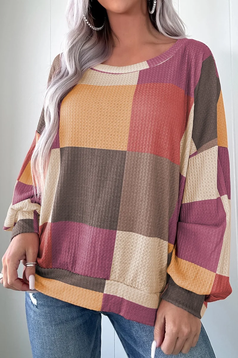 Color Block Round Neck Long Sleeve Top - Image 2 | Lily's Pad Studio