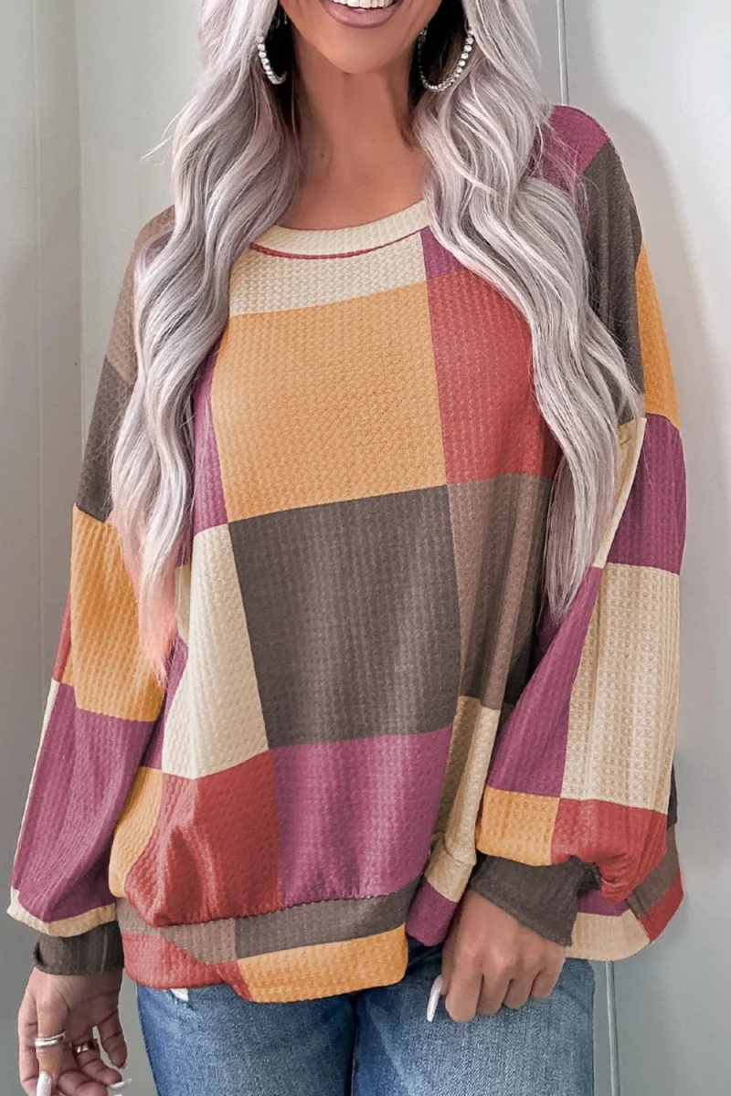 Color Block Round Neck Long Sleeve Top - Image 3 | Lily's Pad Studio