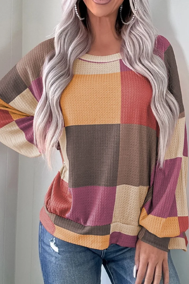 Color Block Round Neck Long Sleeve Top - Image 4 | Lily's Pad Studio