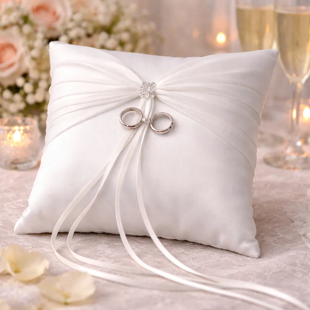 Crystal Ring Bearer Pillow – Elegant Swarovski Bridal Ring Pillow - Wedding | Lily's Pad Studio