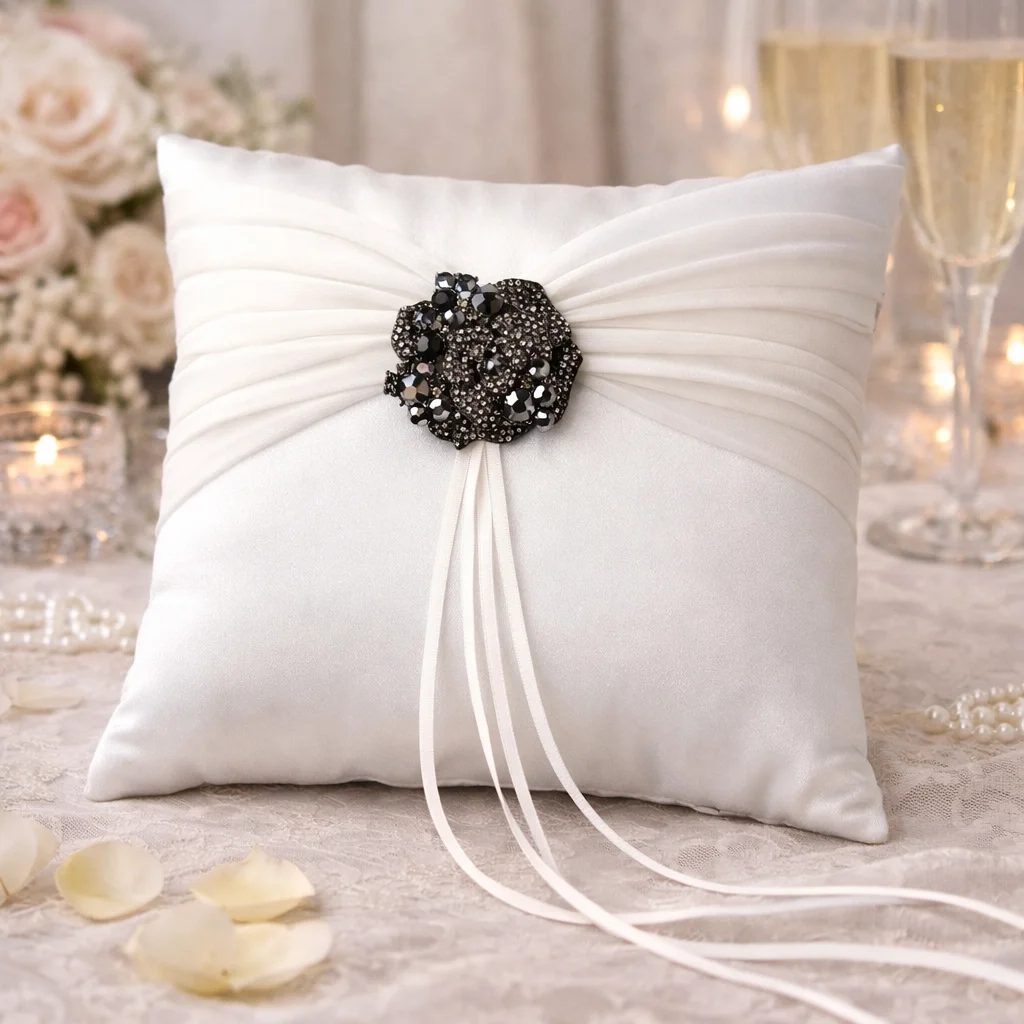 Crystal Ring Bearer Pillow – Elegant Swarovski Bridal Ring Pillow - Image 3 | Lily's Pad Studio