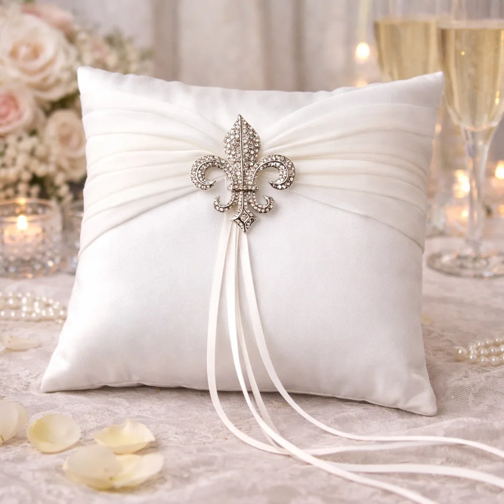 Crystal Ring Bearer Pillow – Elegant Swarovski Bridal Ring Pillow - Image 9 | Lily's Pad Studio