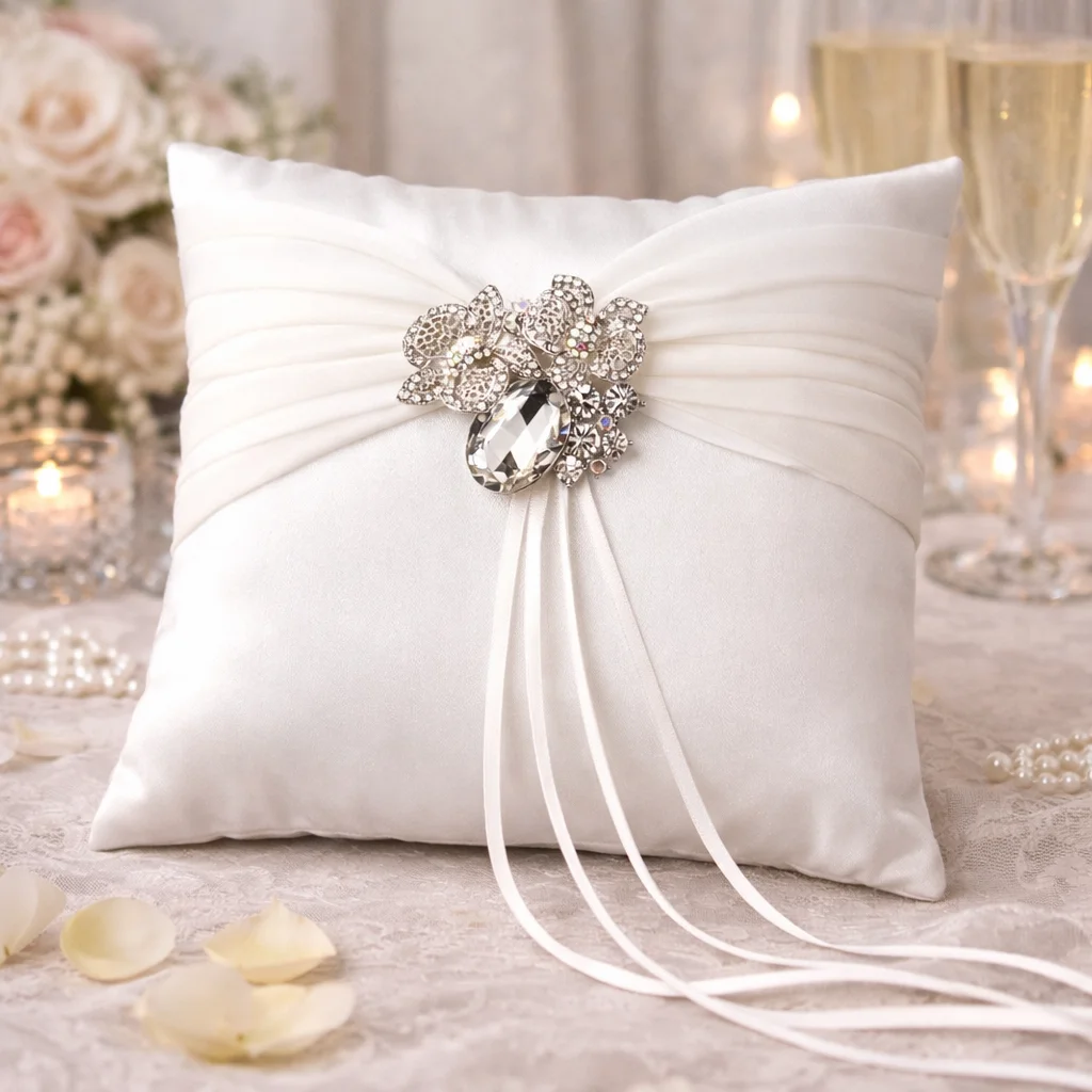 Crystal Ring Bearer Pillow – Elegant Swarovski Bridal Ring Pillow - Image 12 | Lily's Pad Studio