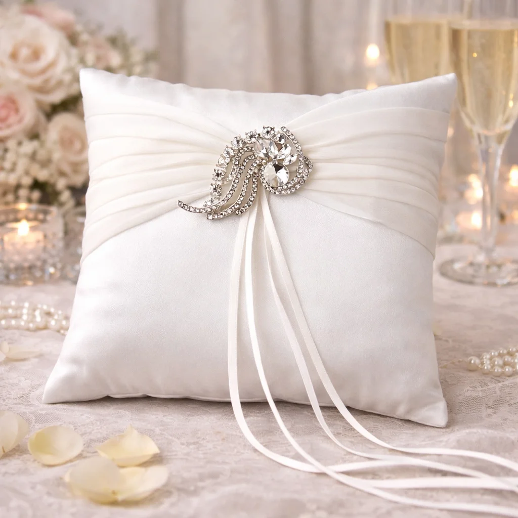 Crystal Ring Bearer Pillow – Elegant Swarovski Bridal Ring Pillow - Image 15 | Lily's Pad Studio