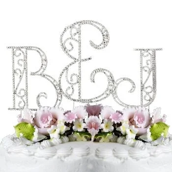 Crystal Roman Monogram Ampersand Wedding Cake Topper – Custom Initials Wedding Decor - Image 6 | Lily's Pad Studio