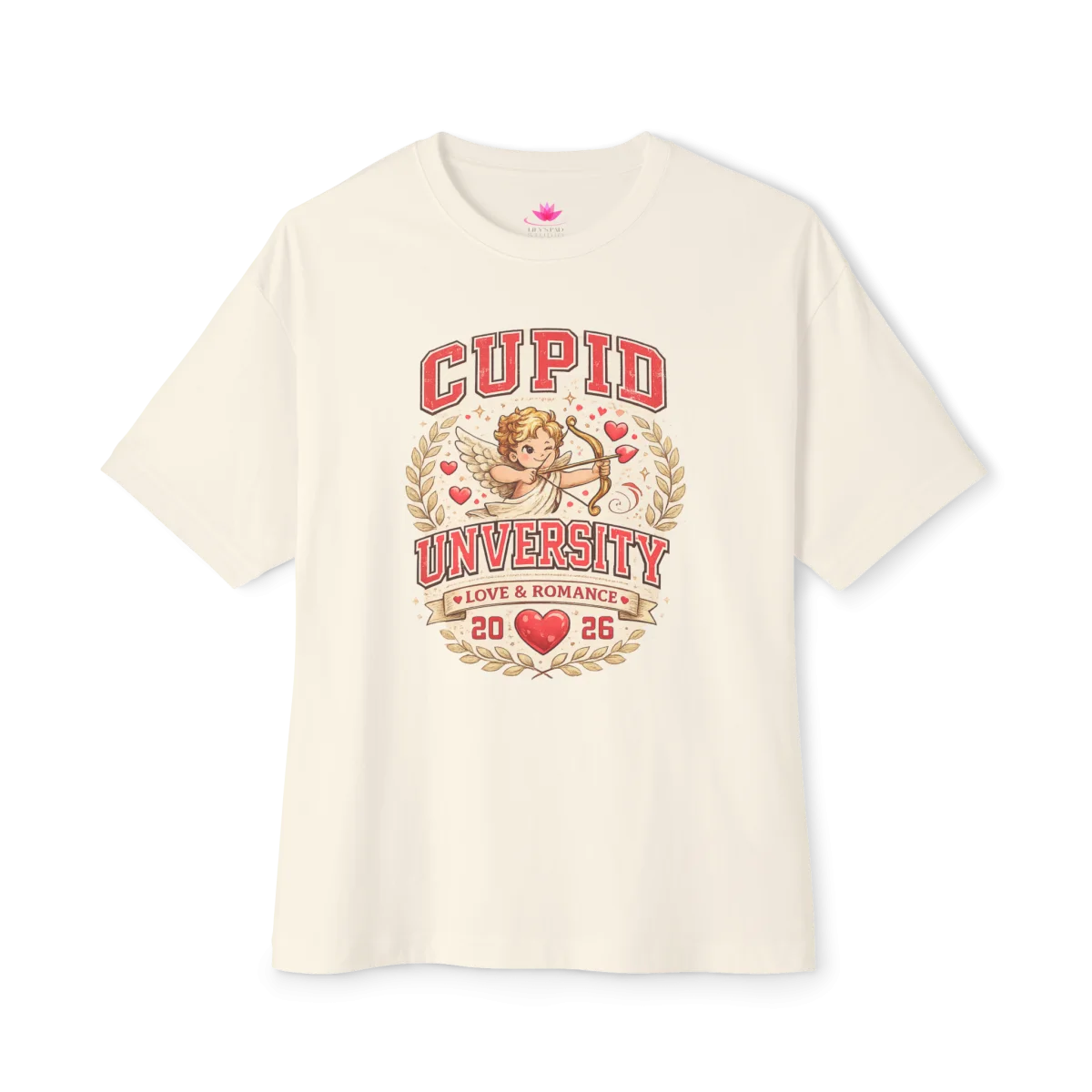 Cupid University Vintage Cherub Heart T-Shirt – Retro Valentine Graphic Tee - Image 4 | Lily's Pad Studio
