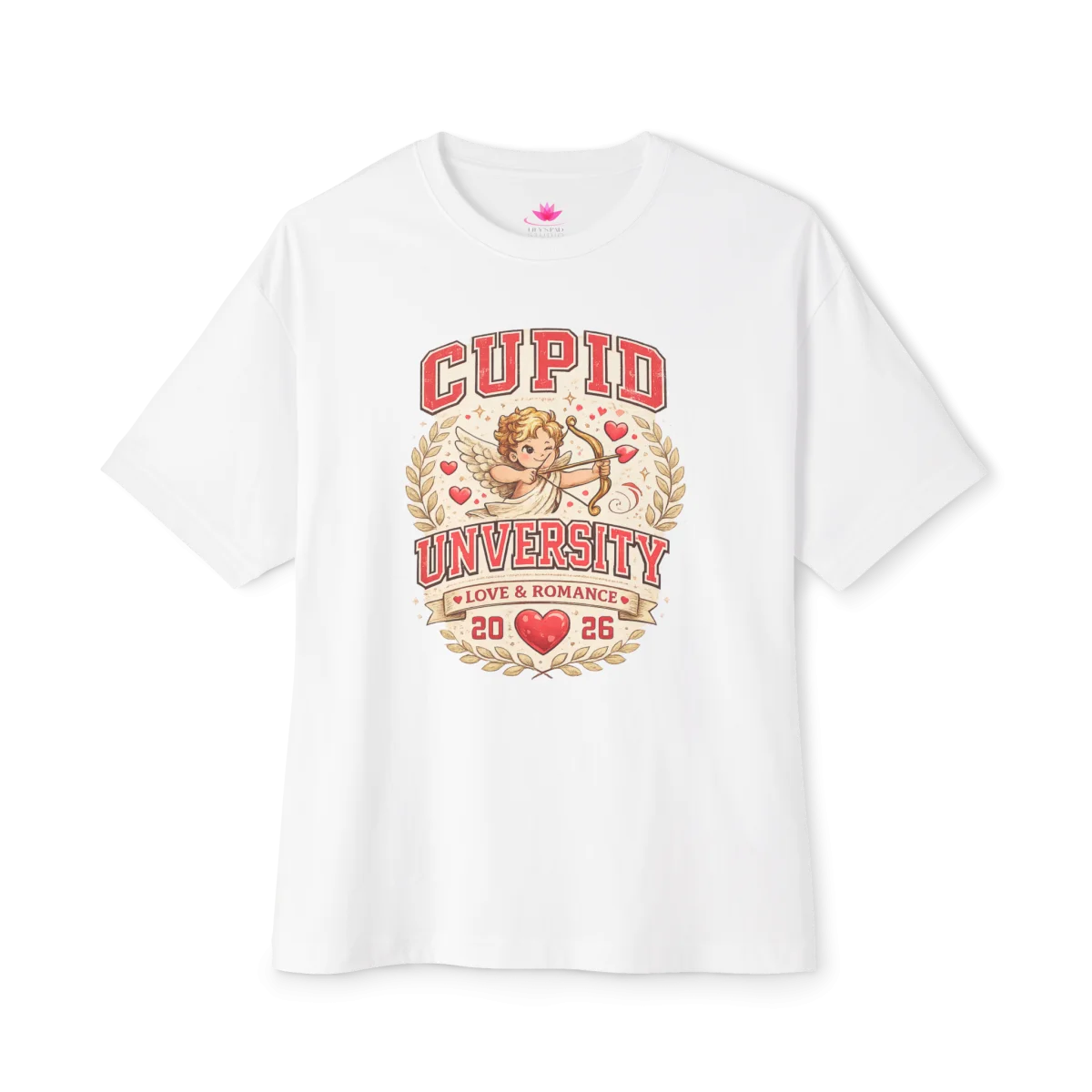 Cupid University Vintage Cherub Heart T-Shirt – Retro Valentine Graphic Tee - Image 7 | Lily's Pad Studio