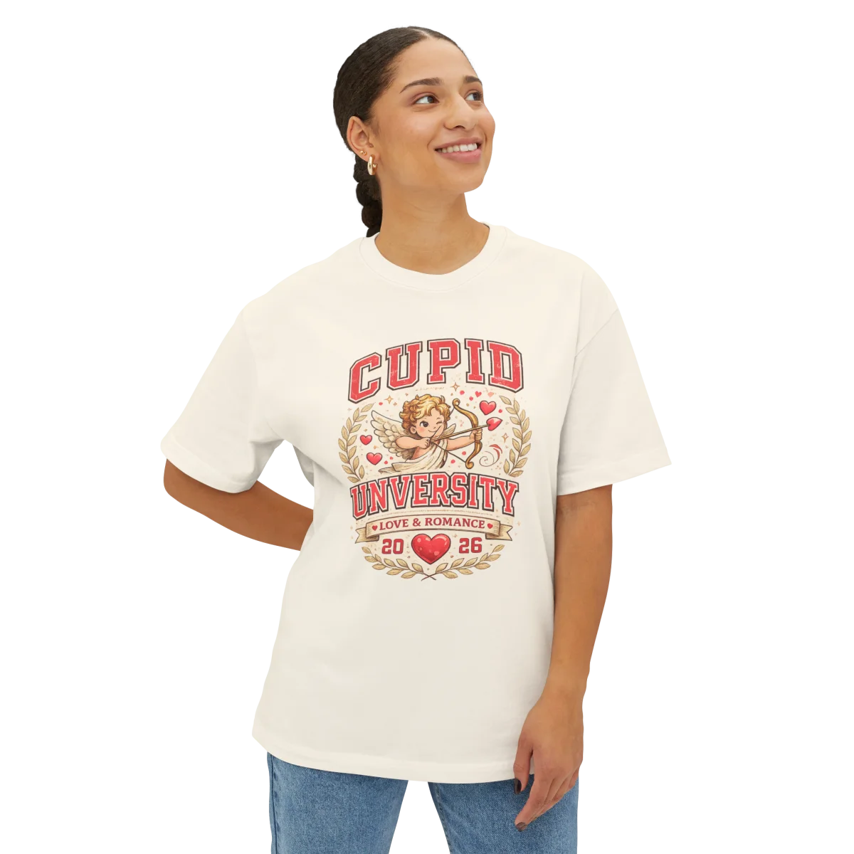 Cupid University Vintage Cherub Heart T-Shirt – Retro Valentine Graphic Tee - Image 9 | Lily's Pad Studio