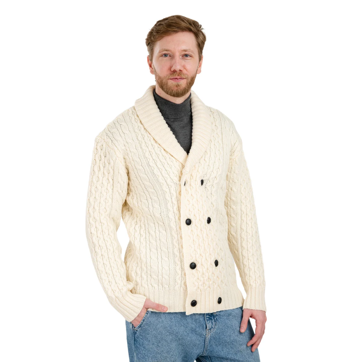 Double Breasted Shawl Cardigan – 100% Merino Wool Knit Sweater for Fall & Winter - Image 7 | Lily's Pad Studio