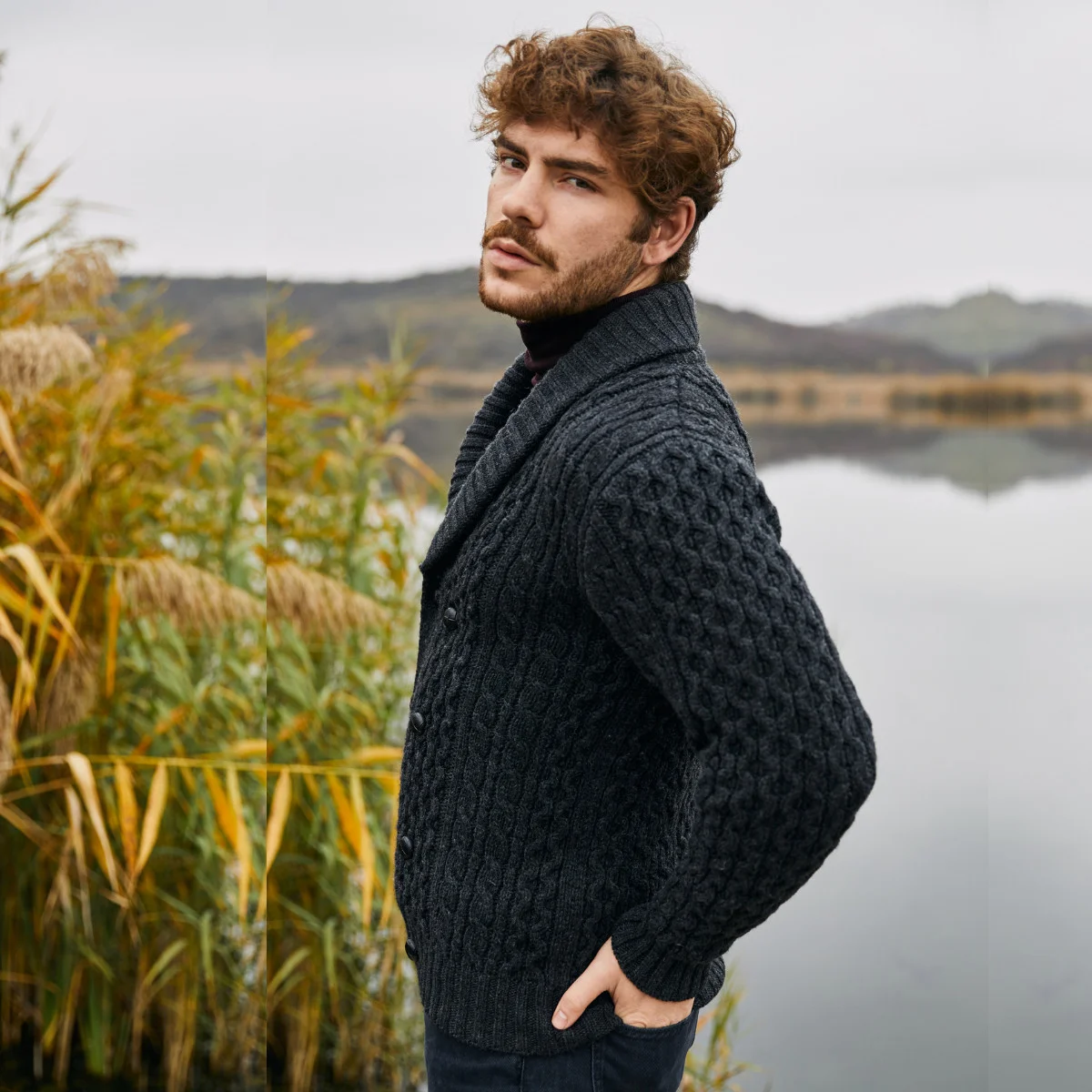 Double Breasted Shawl Cardigan – 100% Merino Wool Knit Sweater for Fall & Winter - Image 10 | Lily's Pad Studio