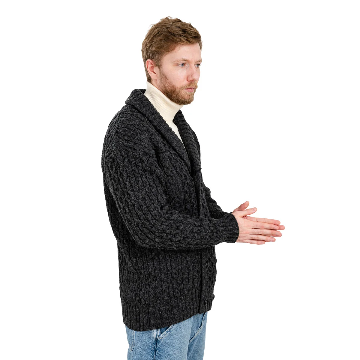 Double Breasted Shawl Cardigan – 100% Merino Wool Knit Sweater for Fall & Winter - Image 14 | Lily's Pad Studio