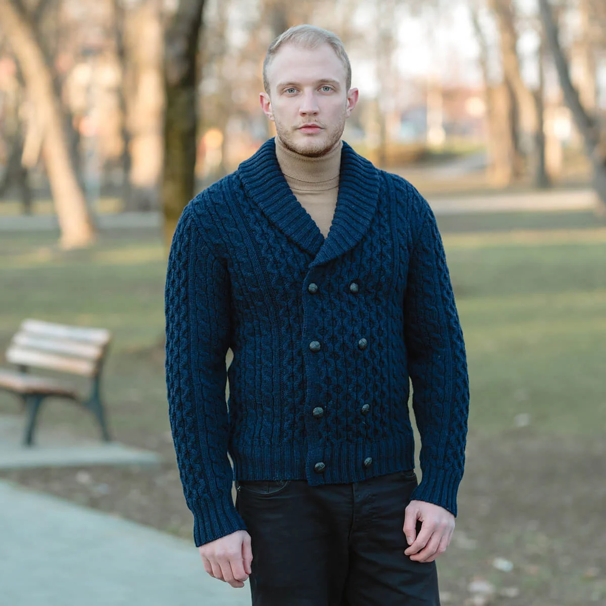 Double Breasted Shawl Cardigan – 100% Merino Wool Knit Sweater for Fall & Winter - Image 16 | Lily's Pad Studio