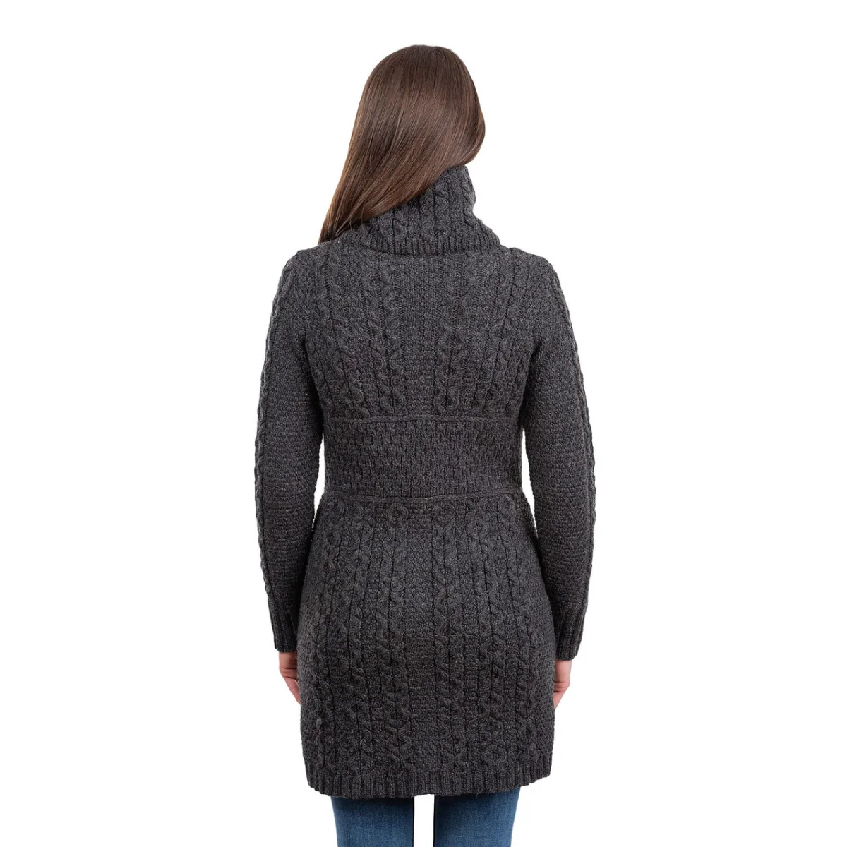Double Collar Zip Cardigan – 100% Merino Wool Irish Knit Sweater - Image 5 | Lily's Pad Studio