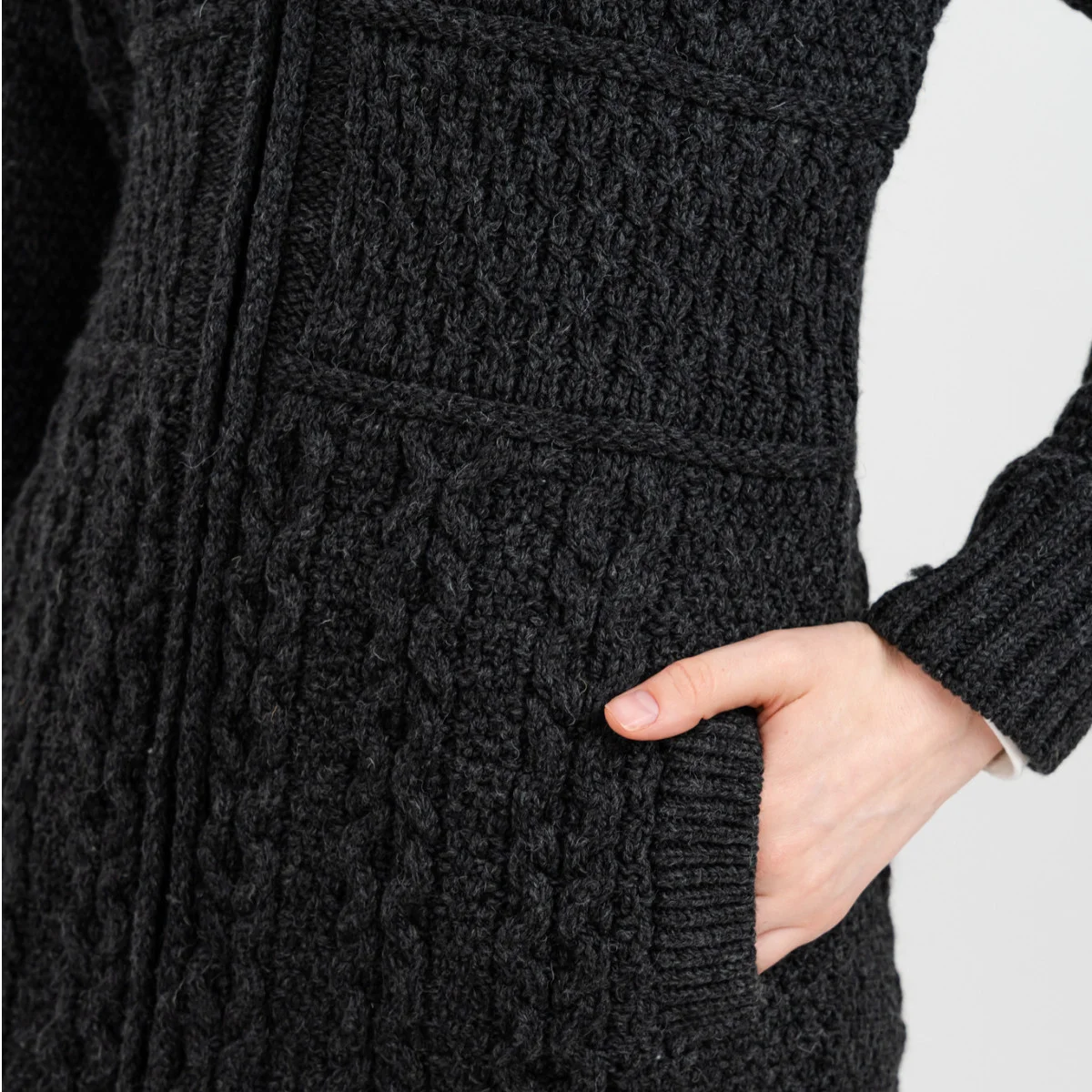 Double Collar Zip Cardigan – 100% Merino Wool Irish Knit Sweater - Image 8 | Lily's Pad Studio