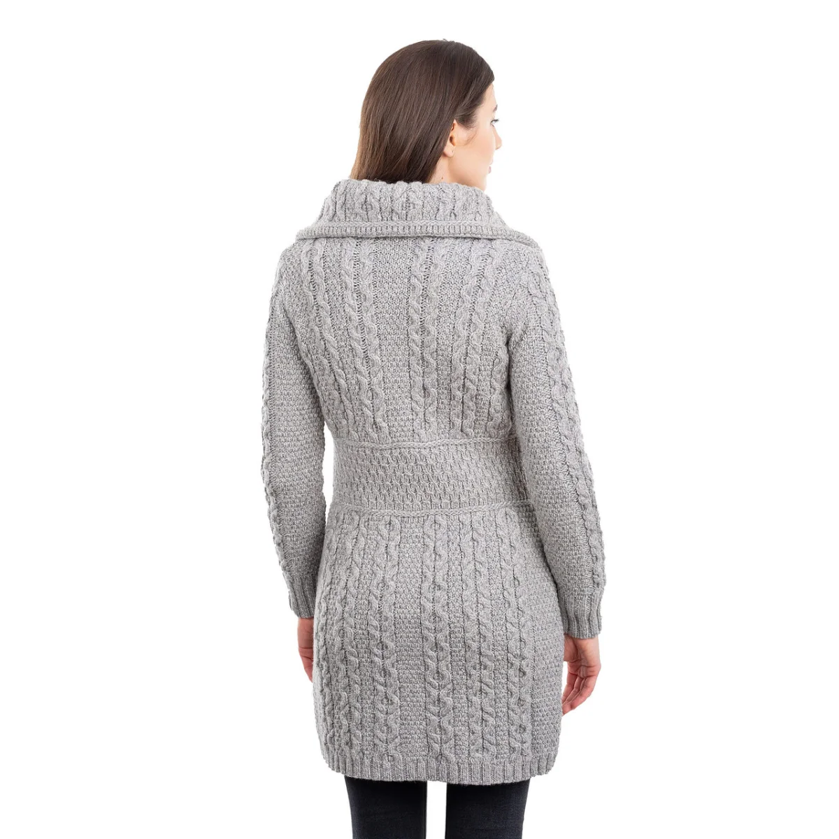 Double Collar Zip Cardigan – 100% Merino Wool Irish Knit Sweater - Image 14 | Lily's Pad Studio