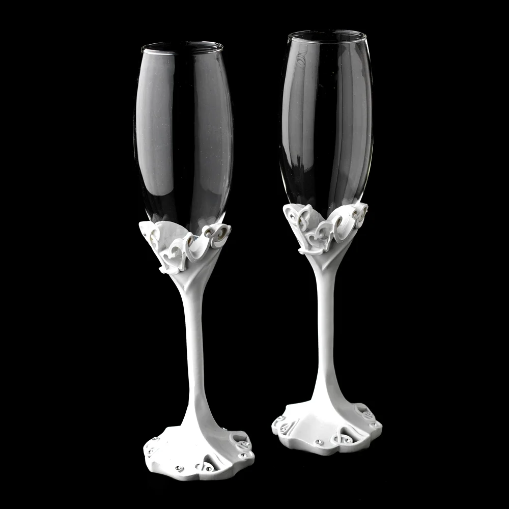 Elegant Champagne Toasting Glasses Set – Wedding Reception Glassware - Image 2 | Lily's Pad Studio