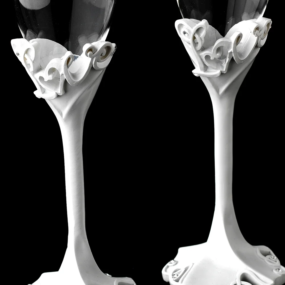 Elegant Champagne Toasting Glasses Set – Wedding Reception Glassware - Image 3 | Lily's Pad Studio