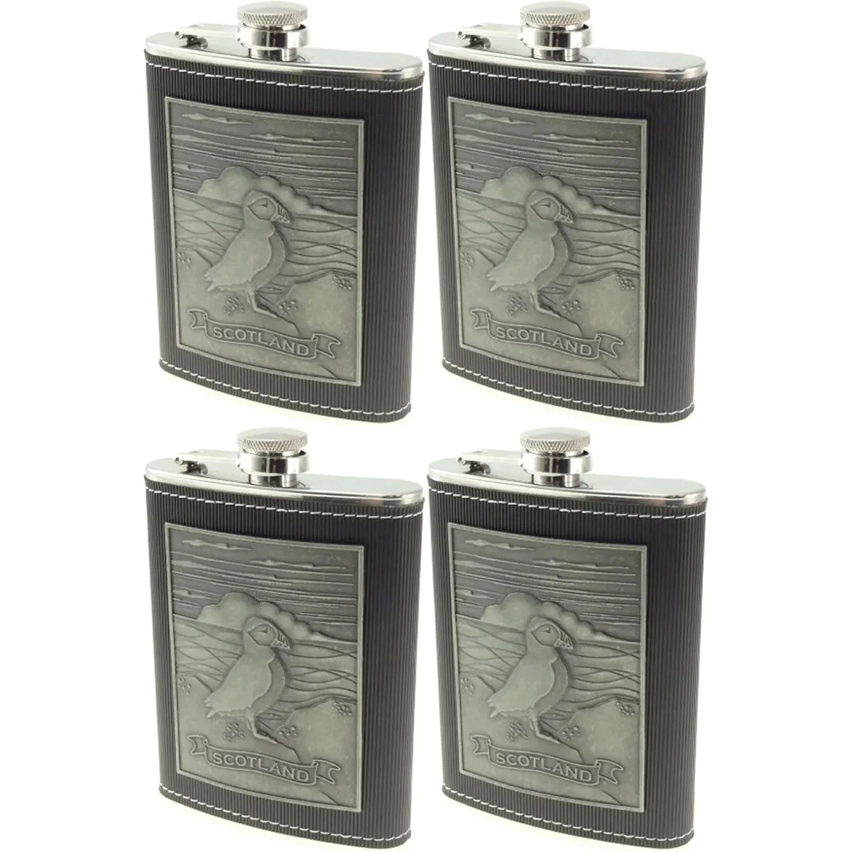 Embossed Puffin 8oz Hip Flask Gift Set - Image 3 | Lily's Pad Studio