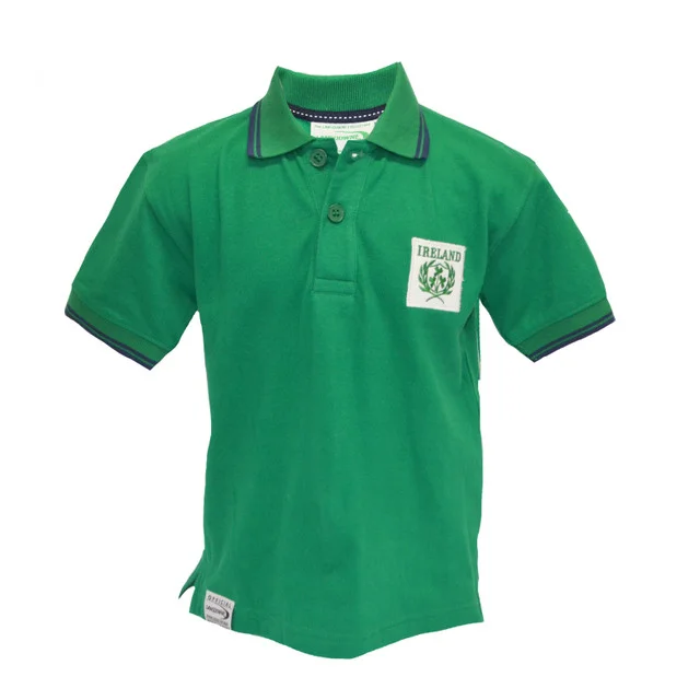 Emerald Ireland Pique Kids Short Sleeve Polo Shirt - Image 3 | Lily's Pad Studio