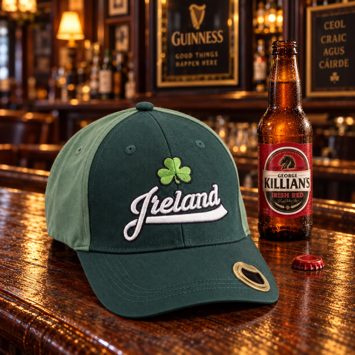 Emerald Isle Adjustable Cap with Bottle Opener | Lily's Pad Studio