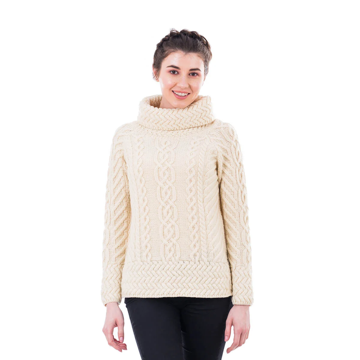 Fisherman Wool Funnel Neck Sweater - Image 1 | Lily's Pad Studio
