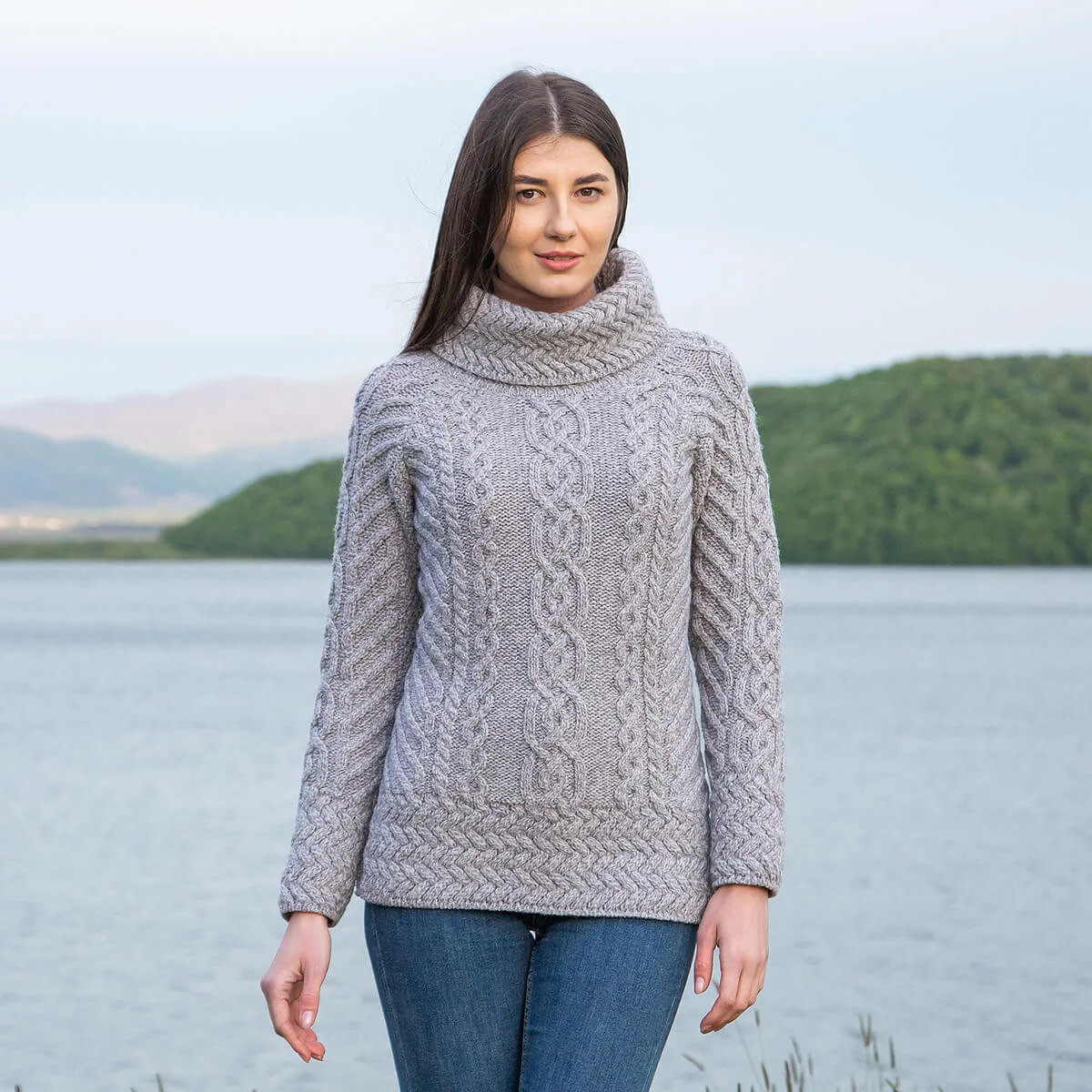 Fisherman Wool Funnel Neck Sweater - Image 2 | Lily's Pad Studio