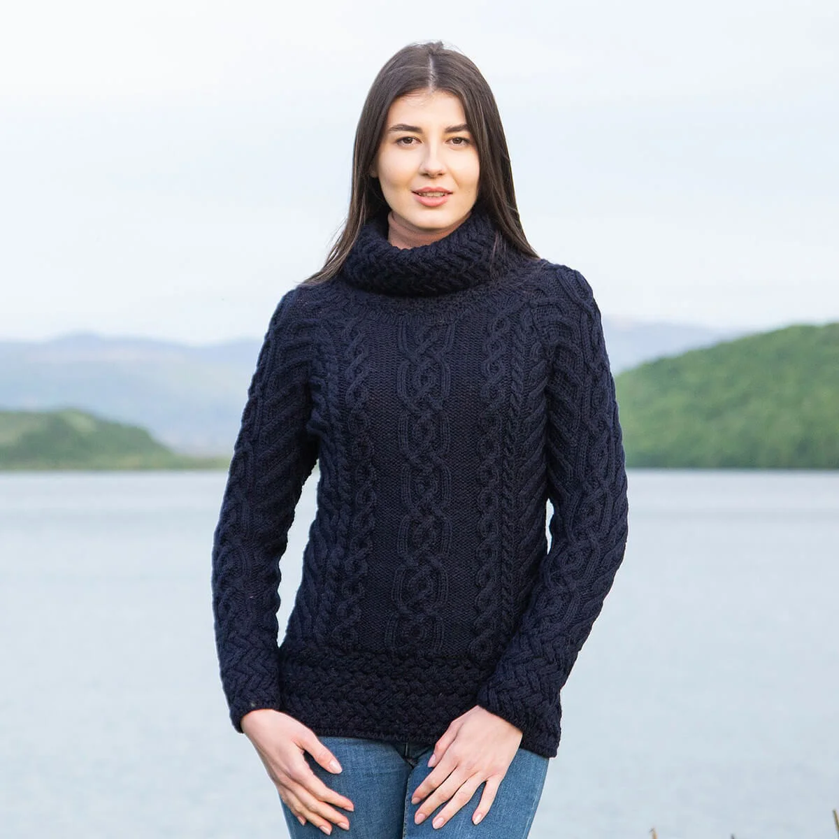 Fisherman Wool Funnel Neck Sweater - Image 3 | Lily's Pad Studio