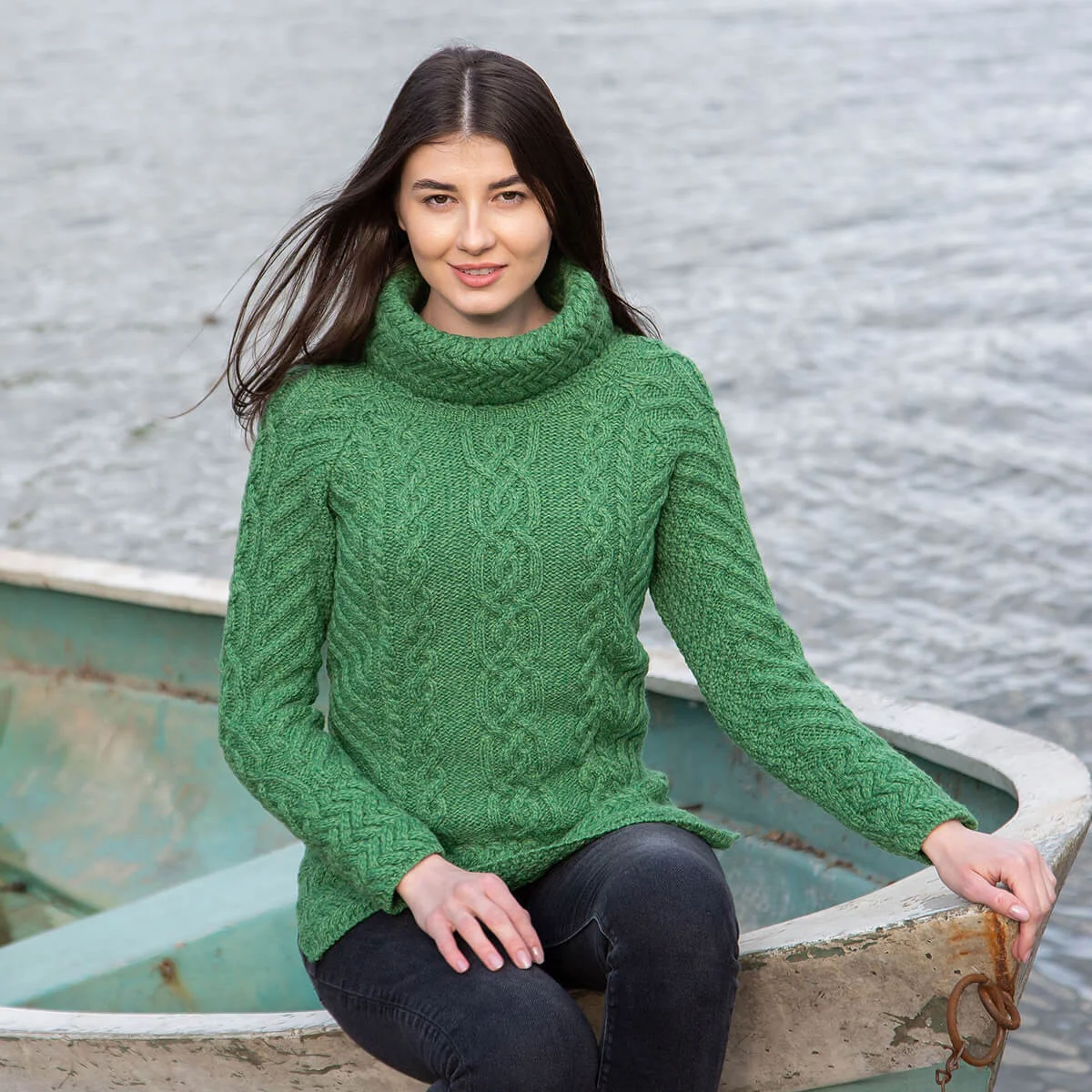 Fisherman Wool Funnel Neck Sweater - Image 4 | Lily's Pad Studio