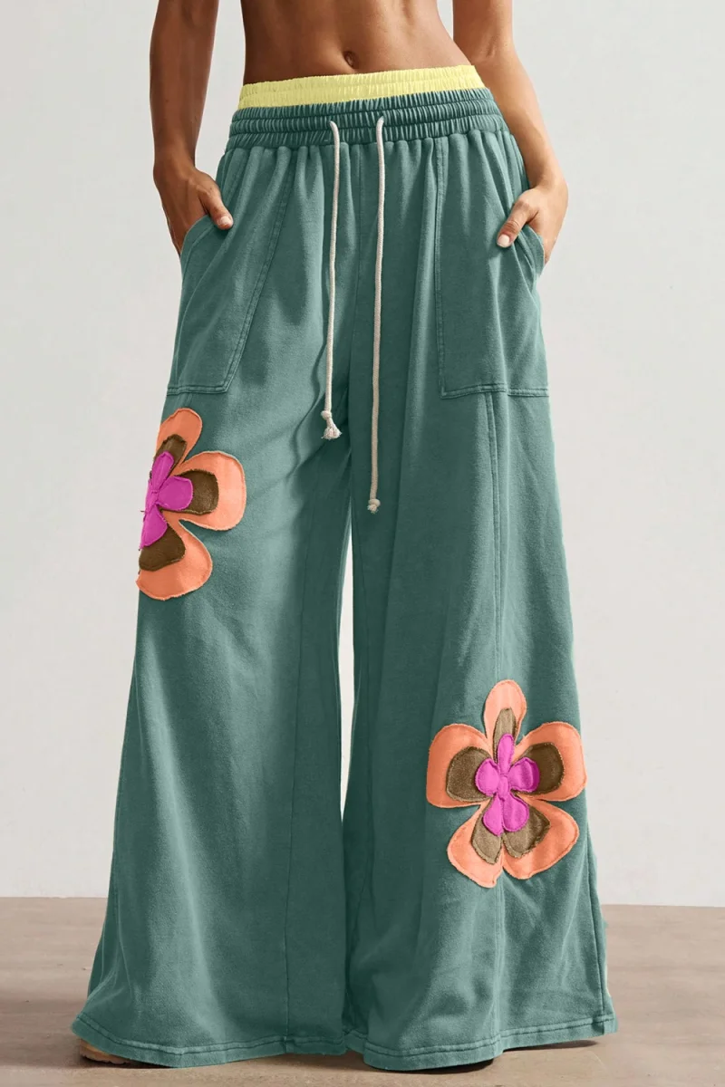Floral Patchwork Wide Leg Pants - Image 1 | Lily's Pad Studio