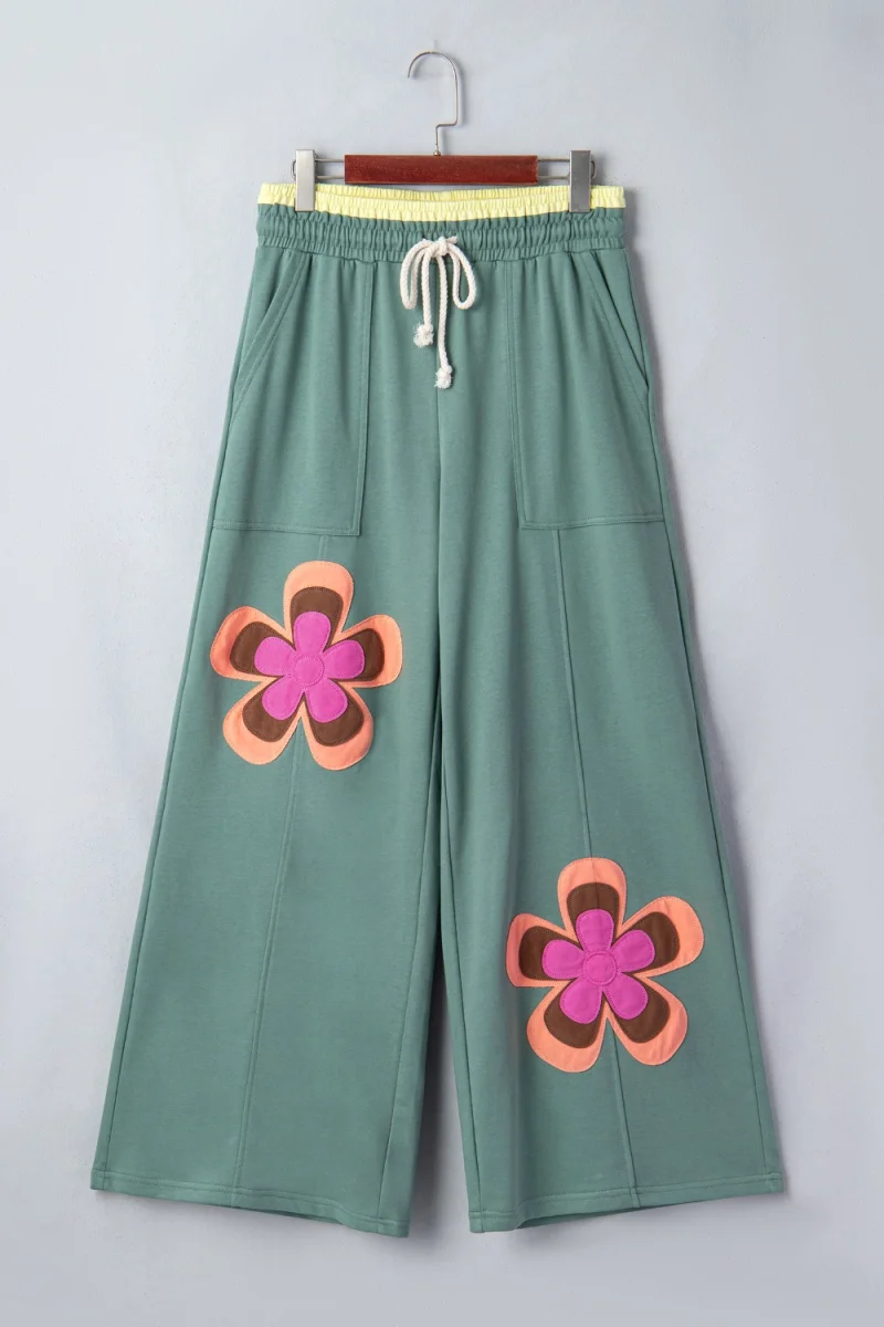 Floral Patchwork Wide Leg Pants - Image 6 | Lily's Pad Studio