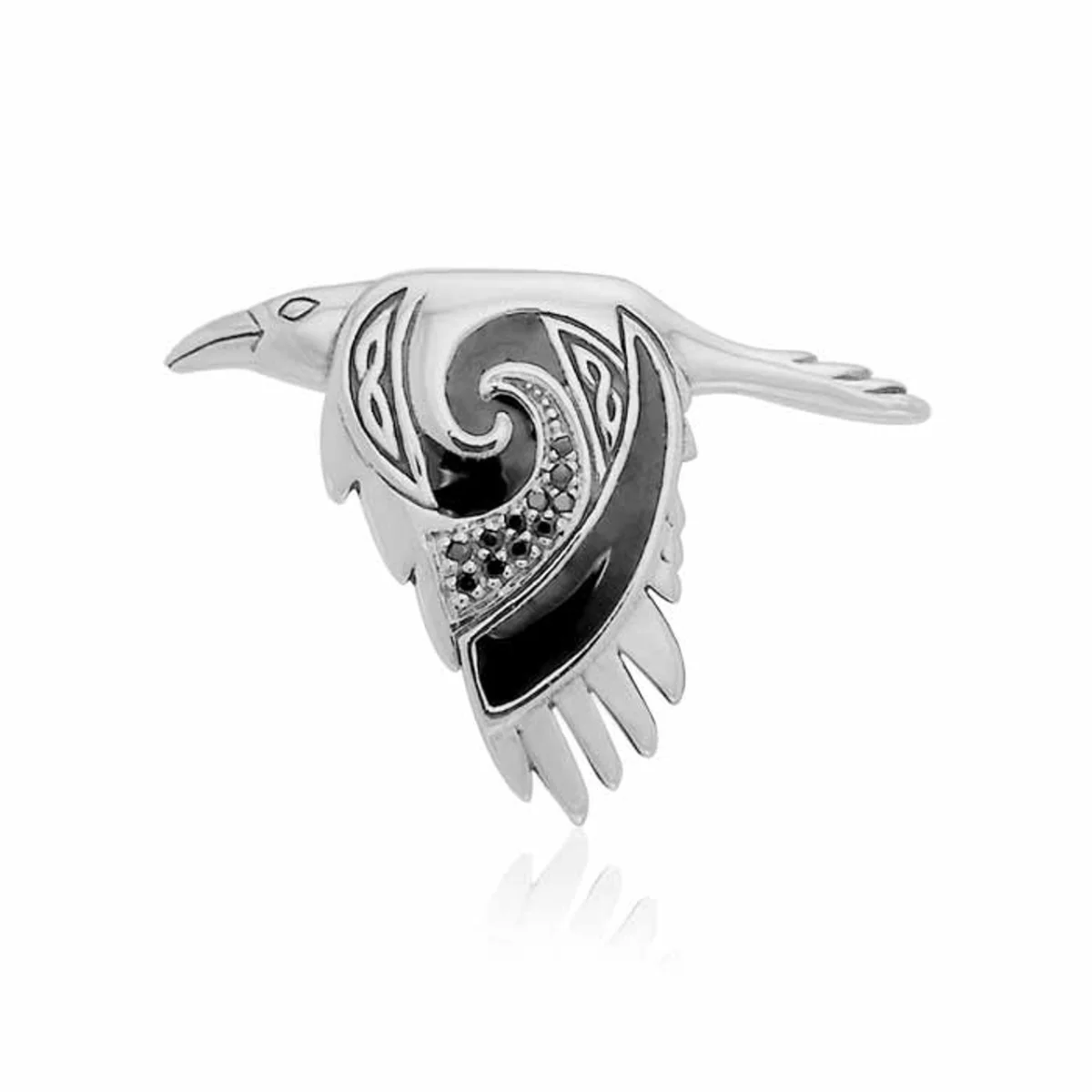 Flying Celtic Raven Sterling Silver Pendant – Mythical Heritage Jewelry - Image 4 | Lily's Pad Studio