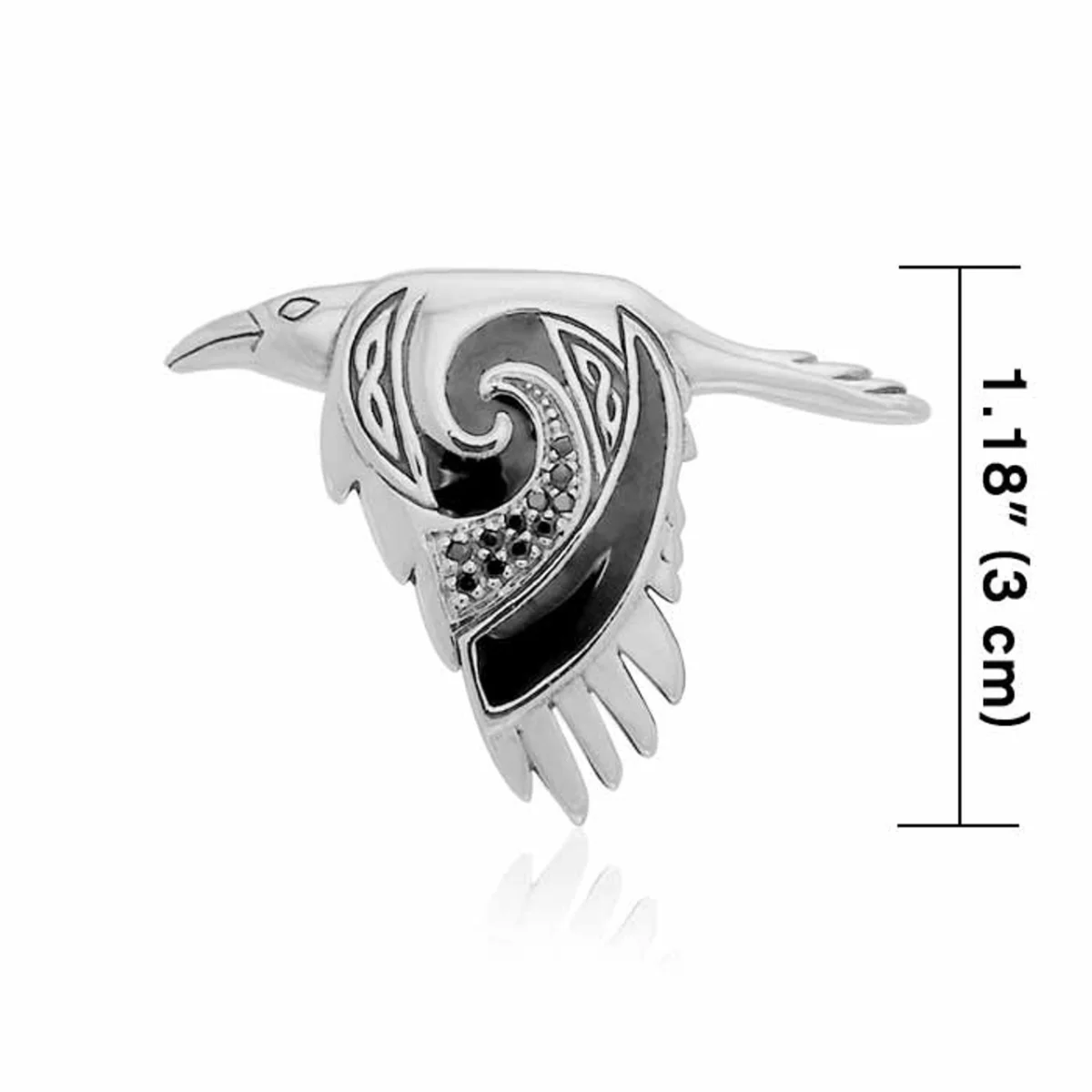 Flying Celtic Raven Sterling Silver Pendant – Mythical Heritage Jewelry - Image 5 | Lily's Pad Studio