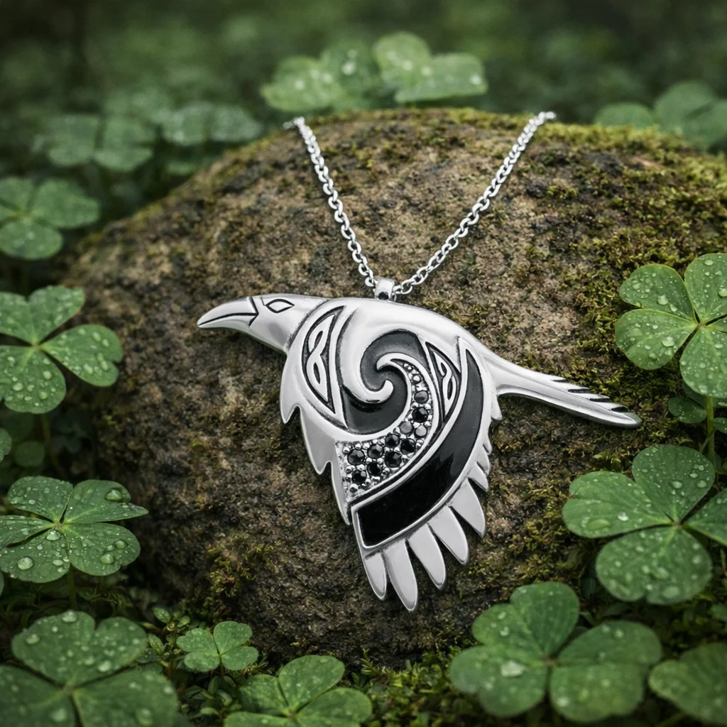 Flying Celtic Raven Sterling Silver Pendant – Mythical Heritage Jewelry | Lily's Pad Studio