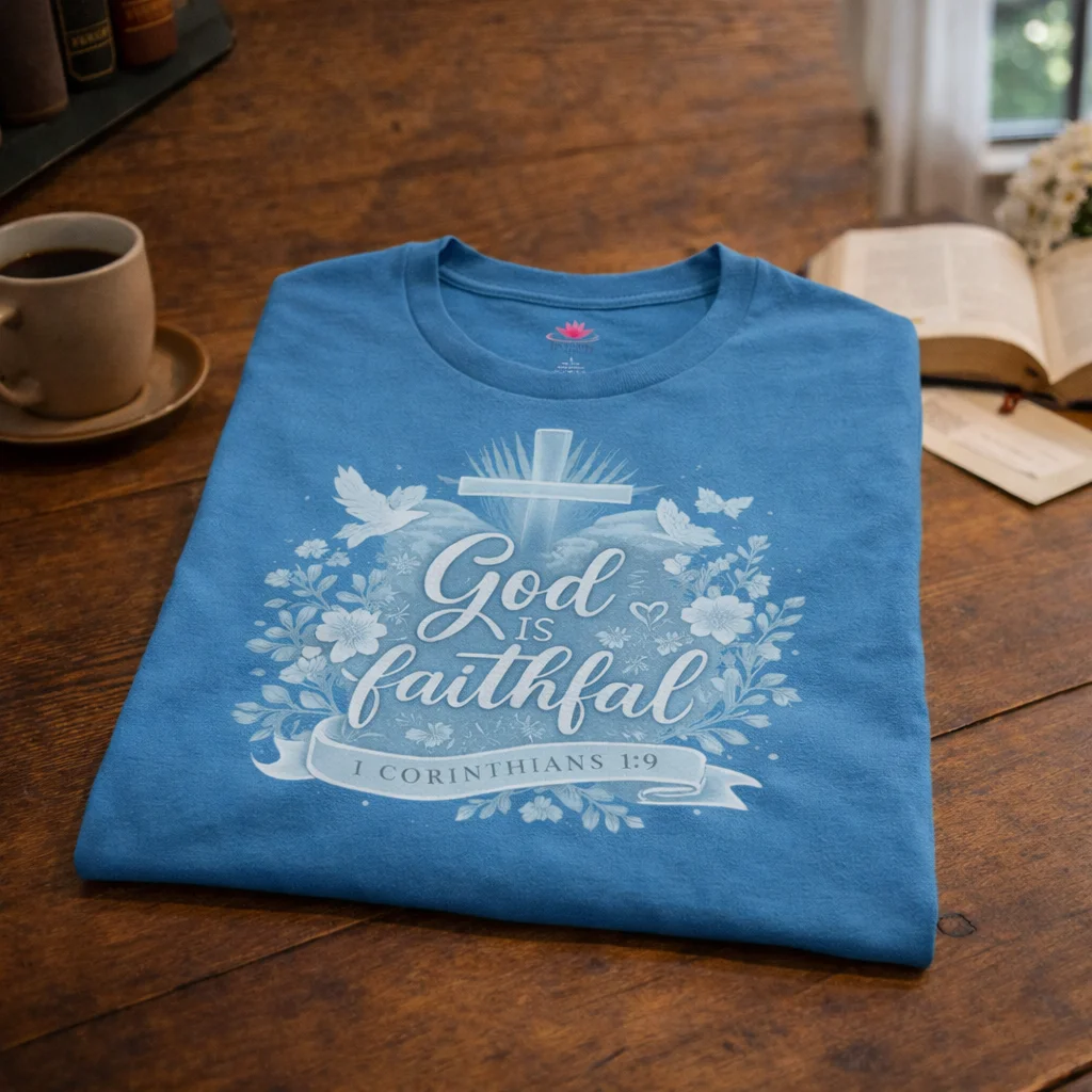 God Is Faithful Floral Lamentations 3:22 T-Shirt – Inspirational Scriptural Christian Tee - Image 3 | Lily's Pad Studio
