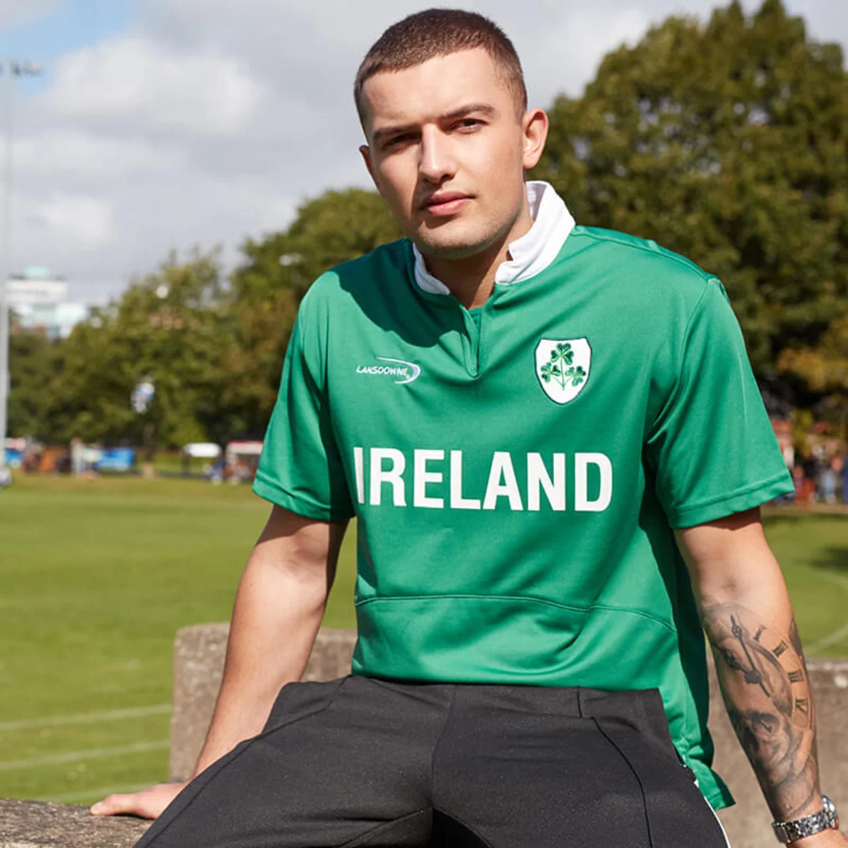 Green Shamrock Rugby Shirt - Ireland Cotton Performance - Image 2 | Lily's Pad Studio