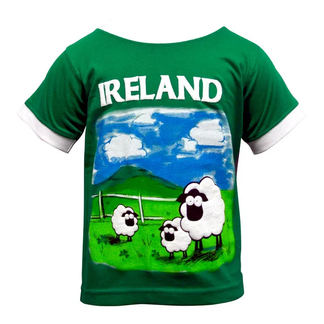 Green Traditional Irish Sheep Kids T-Shirt - Image 4 | Lily's Pad Studio