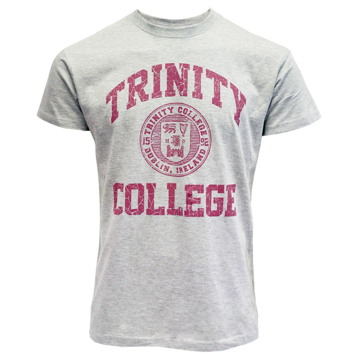 Grey Marl Trinity College Burgundy Seal T-Shirt | Lily's Pad Studio