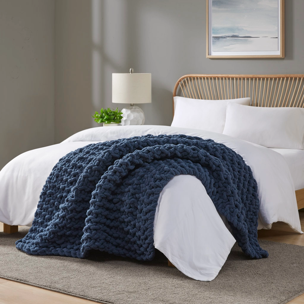 Handmade Chenille Chunky Knit Throw Blanket – Cozy Knit Throw for Couch, Bed & Home Decor - Image 13 | Lily's Pad Studio