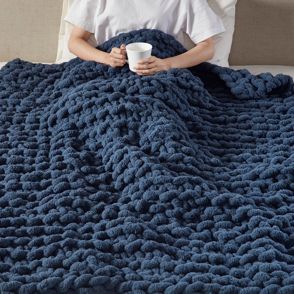 Handmade Chenille Chunky Knit Throw Blanket – Cozy Knit Throw for Couch, Bed & Home Decor - Image 19 | Lily's Pad Studio