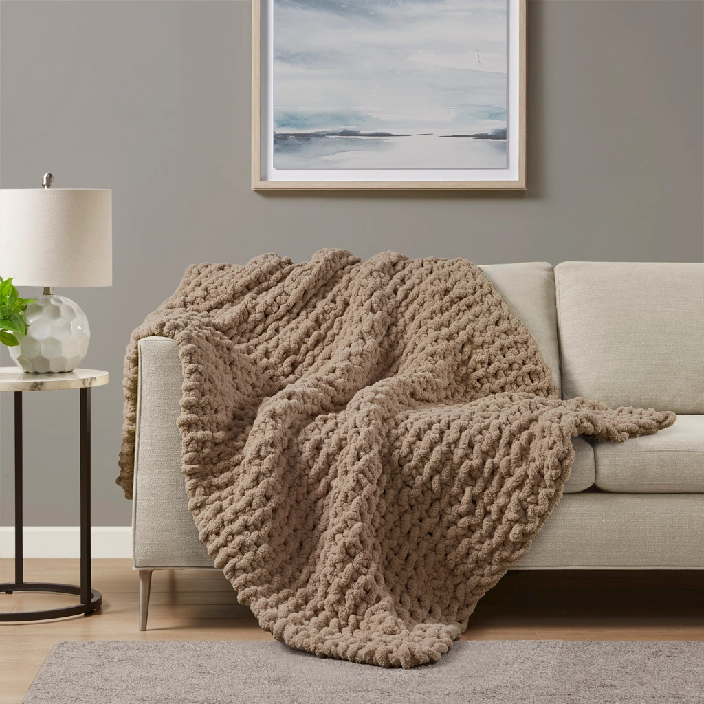 Handmade Chenille Chunky Knit Throw Blanket – Cozy Knit Throw for Couch, Bed & Home Decor - Image 6 | Lily's Pad Studio