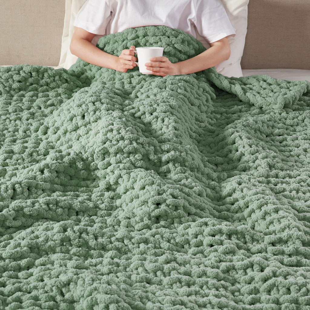 Handmade Chenille Chunky Knit Throw Blanket – Cozy Knit Throw for Couch, Bed & Home Decor - Image 26 | Lily's Pad Studio