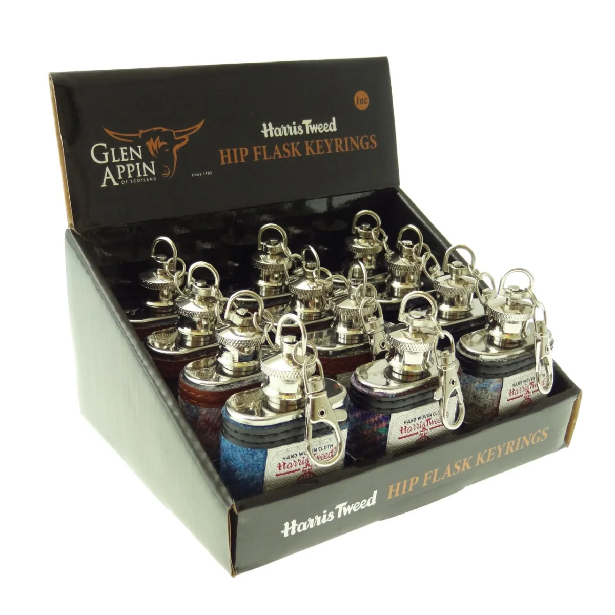 Harris Tweed 1oz Hip Flask Keyrings - Set of 12 - Image 3 | Lily's Pad Studio