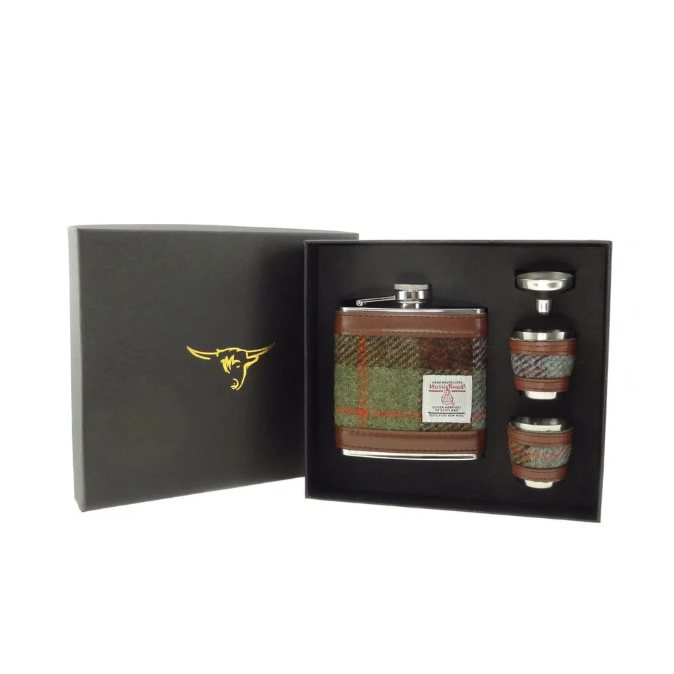 Harris Tweed 6oz Hip Flask Gift Set with Funnel & Cups - Image 9 | Lily's Pad Studio